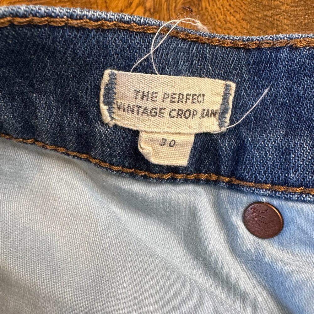 Madewell The Perfect Vintage Crop Jeans Womens 30 Blue High Rise Raw Hem Denim - Picture 7 of 8
